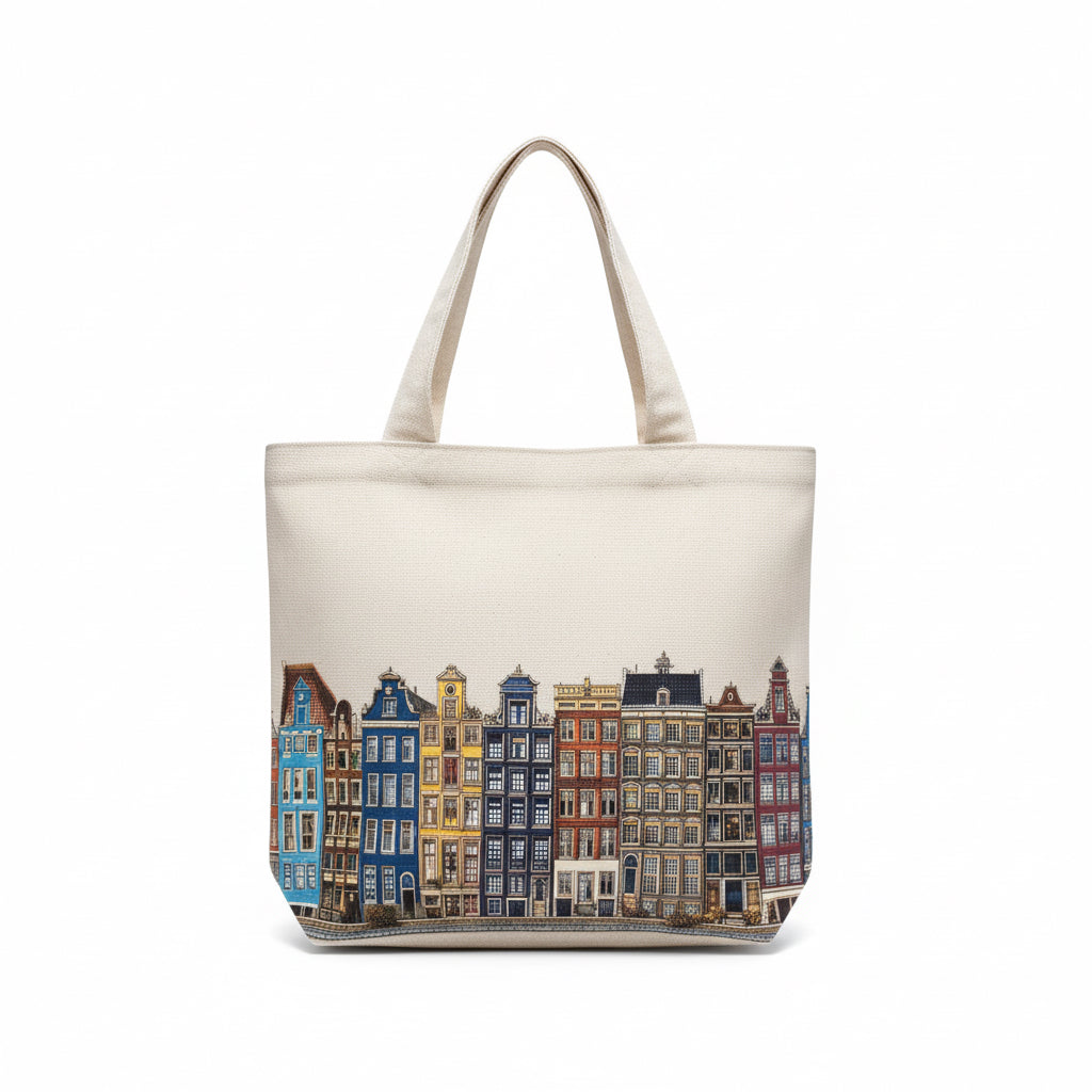 Amsterdam Houses – Çift Taraflı El Yapımı Tote Çanta