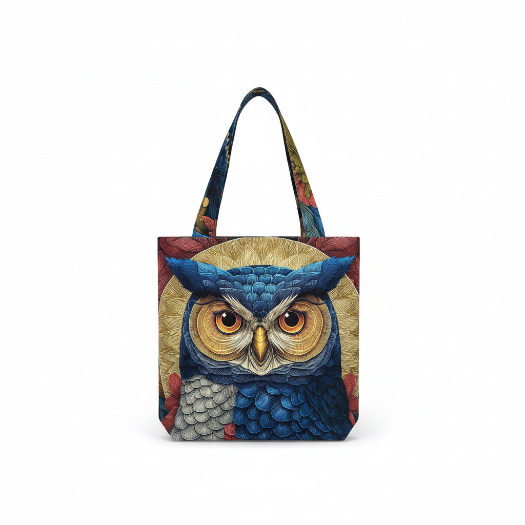 Mystic Duo – Kedi & Baykuş Çift Taraflı El Yapımı Tote Çanta