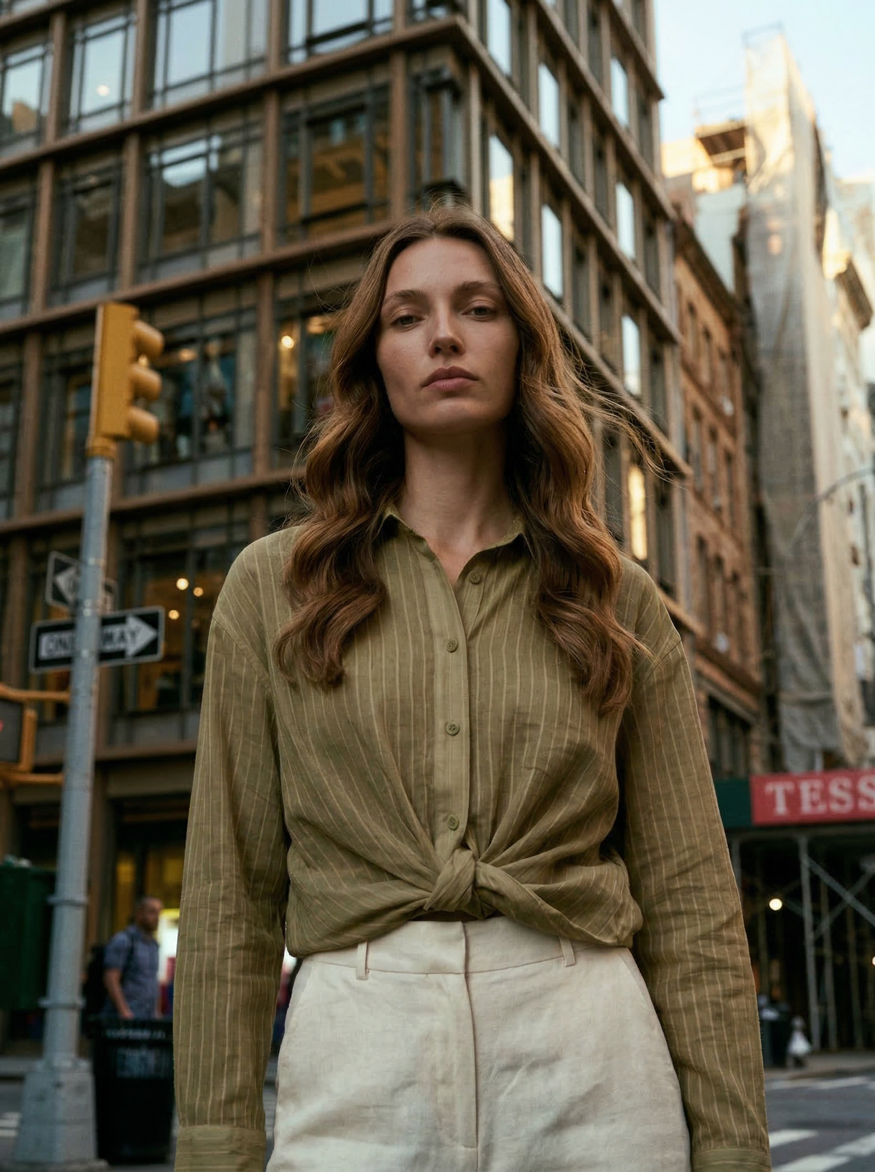 Bağlama Detaylı Haki Gömlek