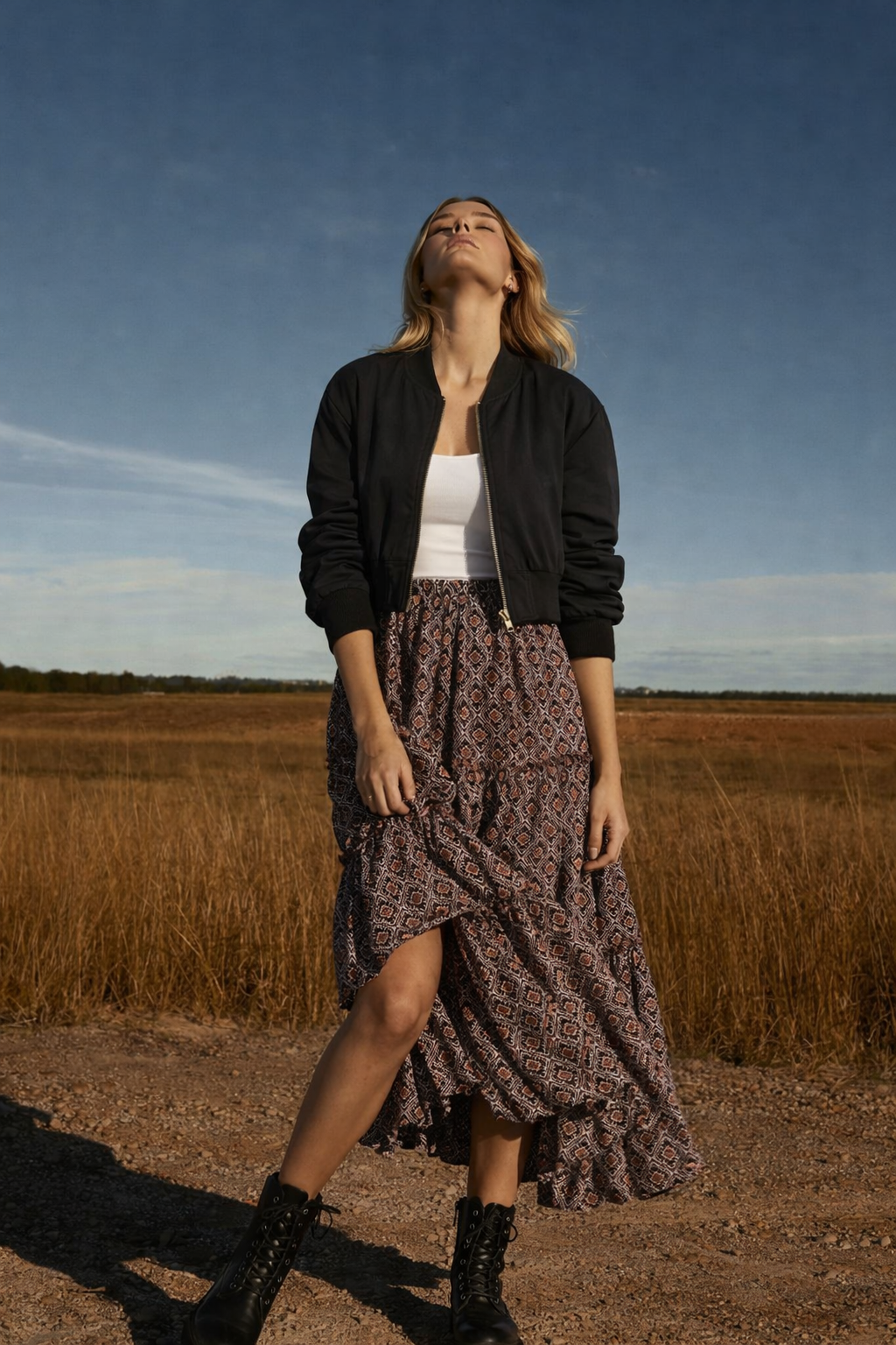 Baskılı Şifon Etek