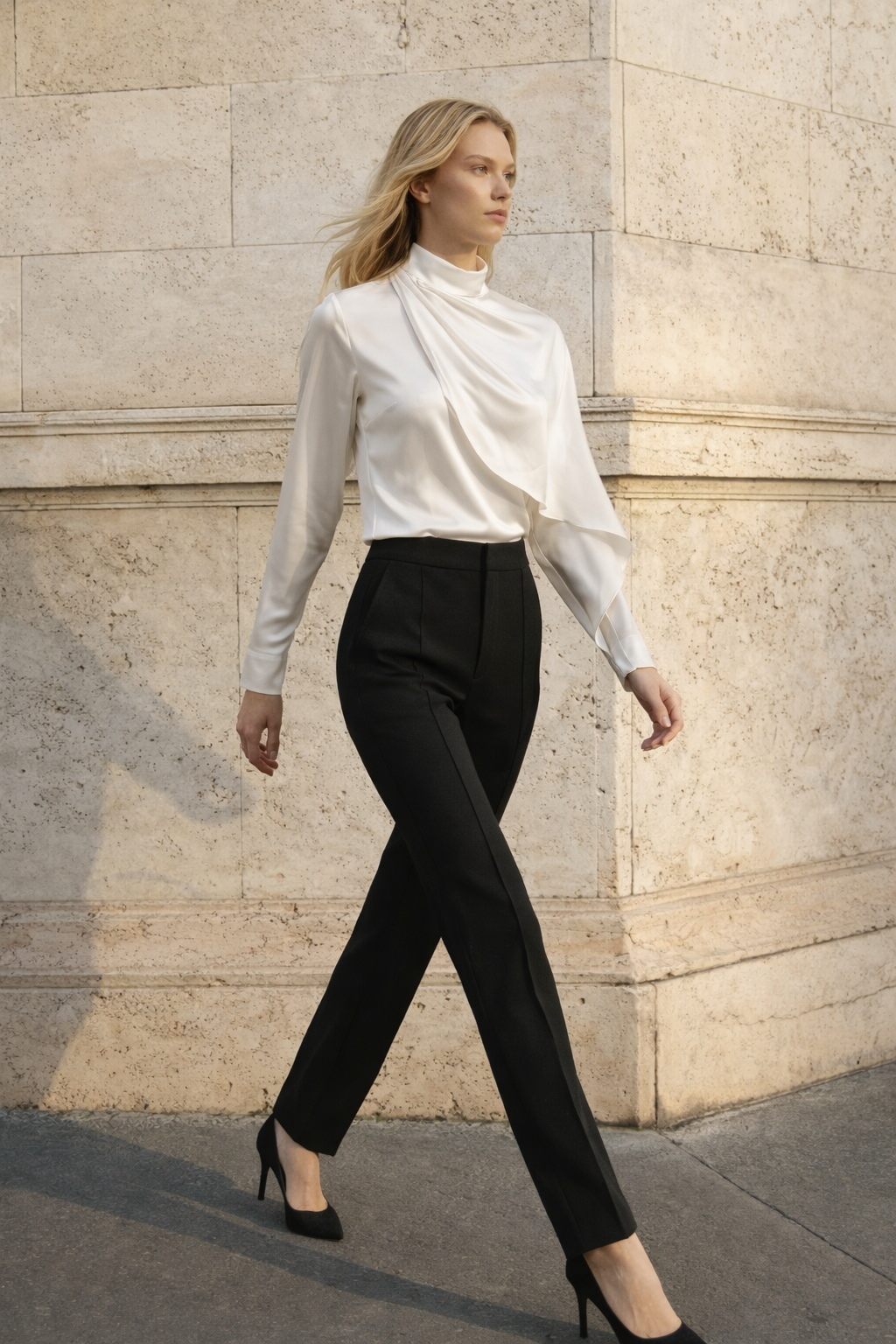 Beyaz Şal Detaylı Bluz