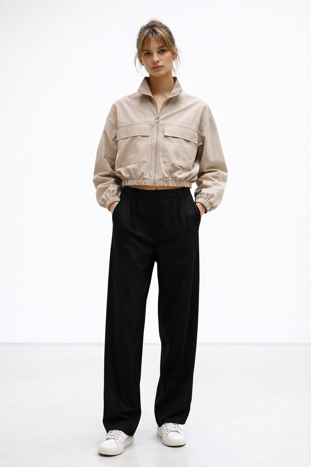 Paraşüt Kumaş Fermuarlı Ceket