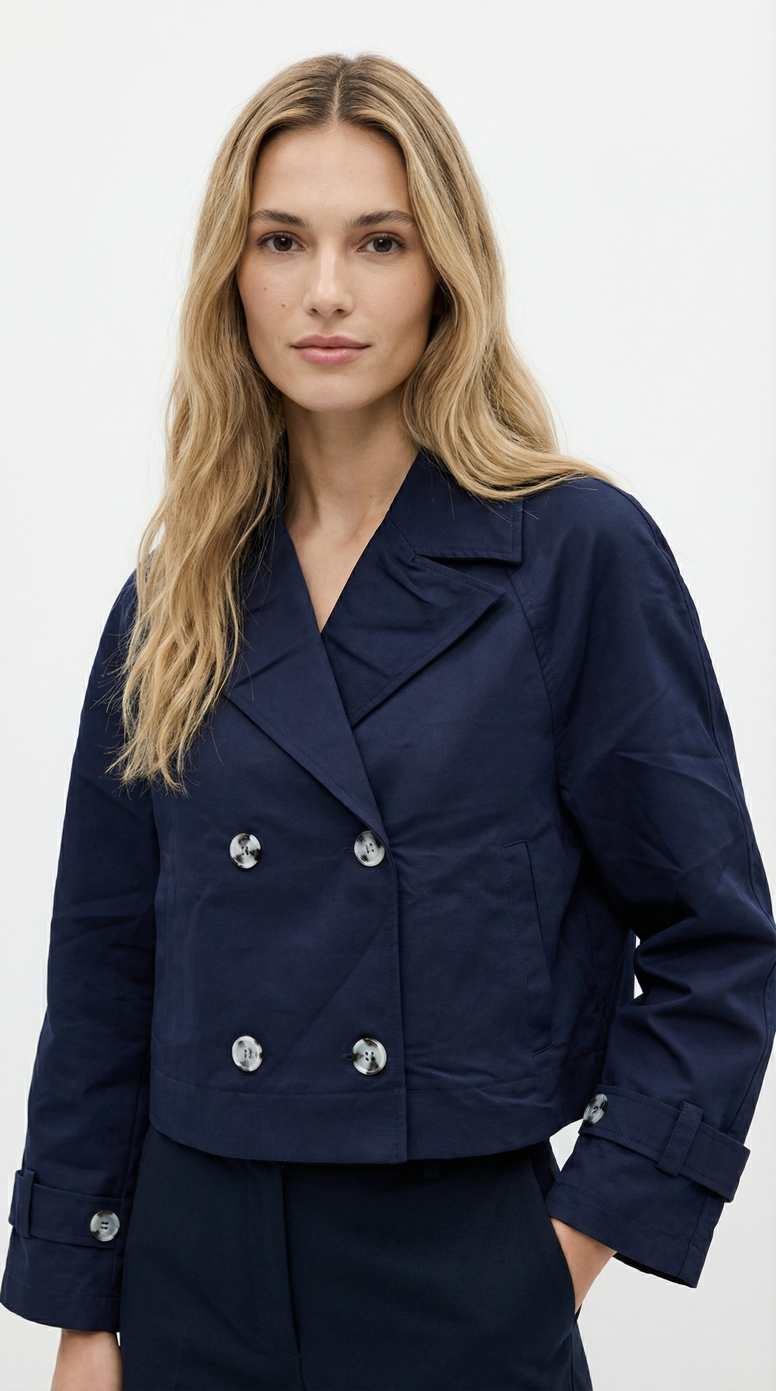 Lacivert Kruvaze Kısa Ceket