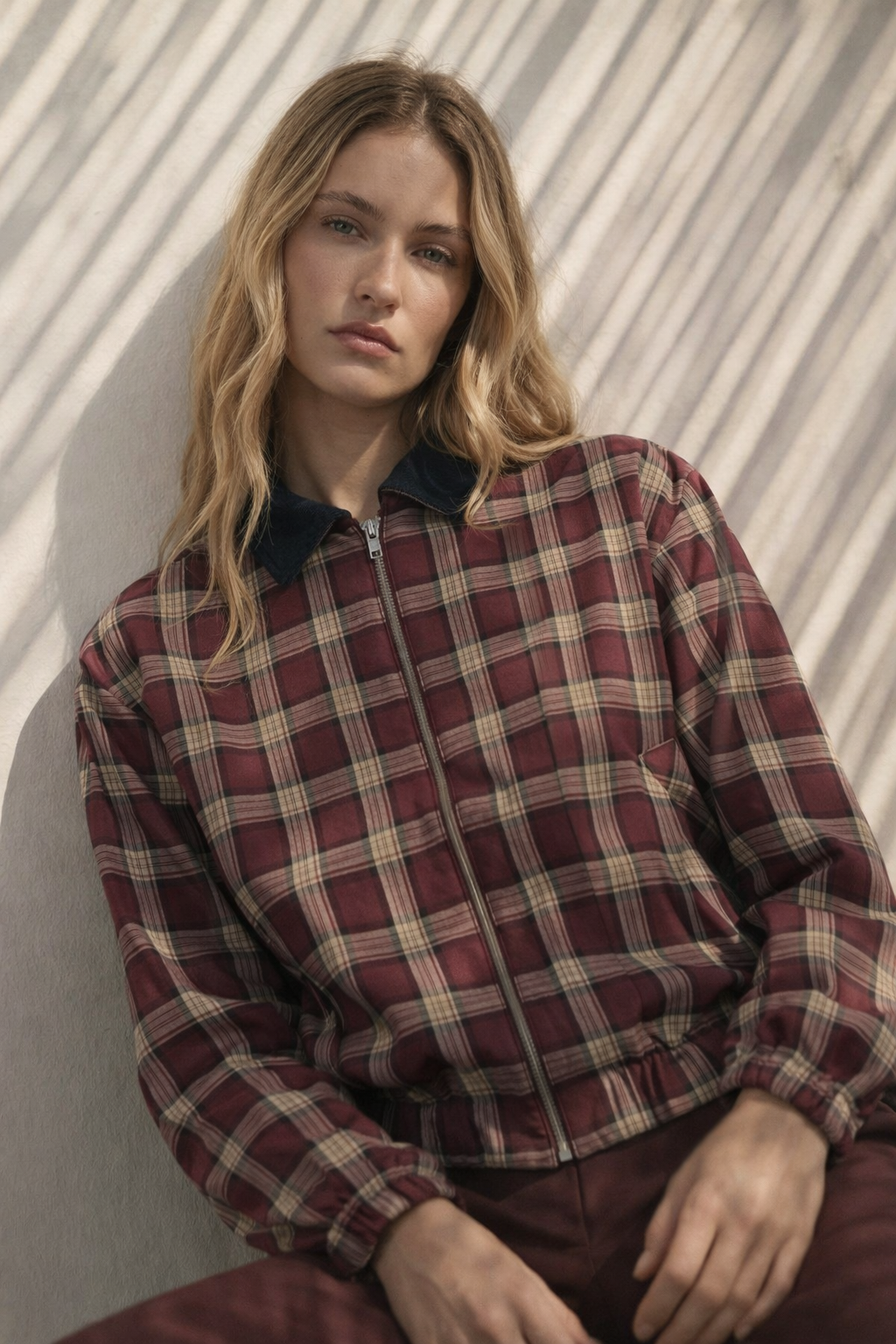 Ekose Desenli Bomber Ceket