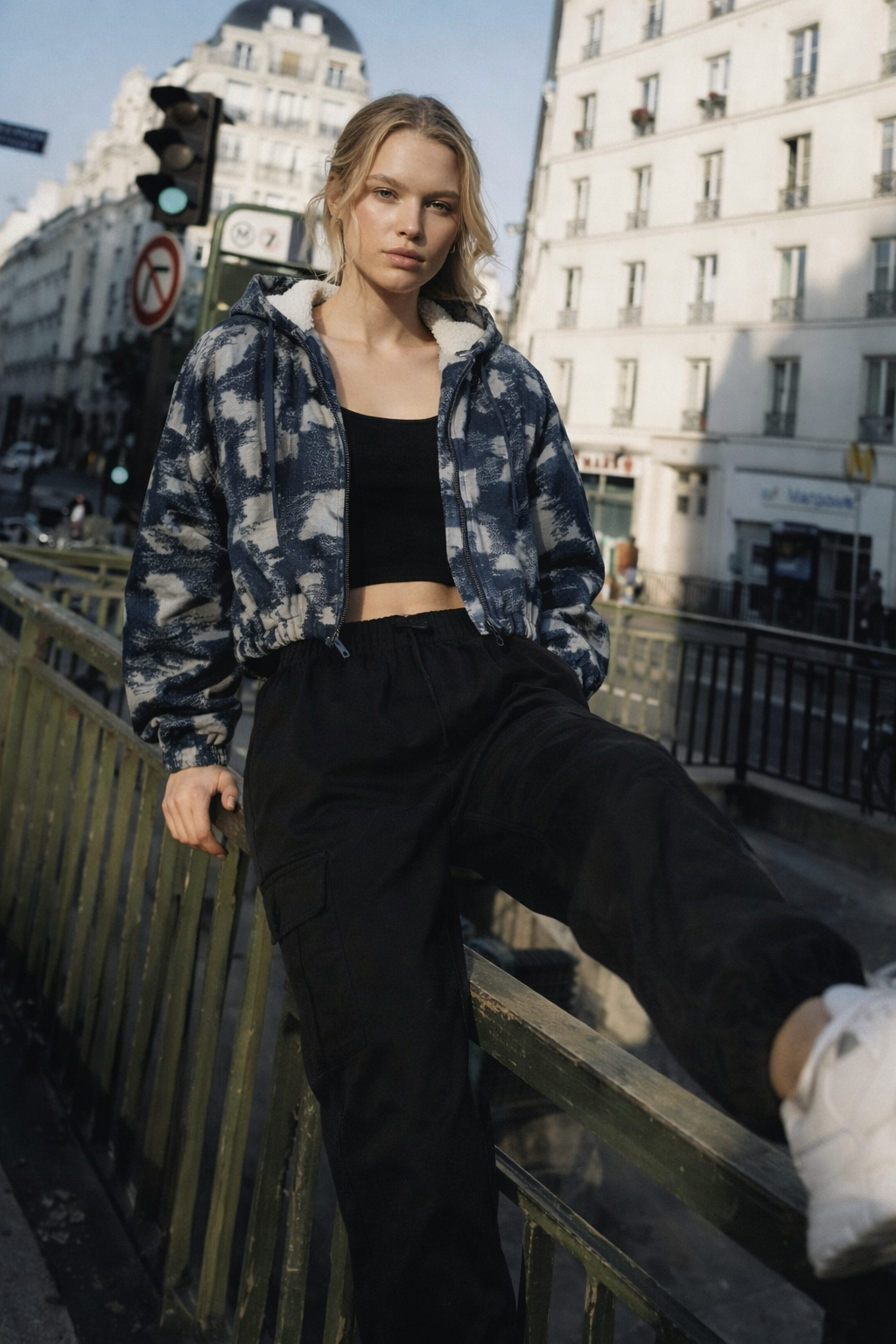 Denim Kapüşonlu Bomber Ceket