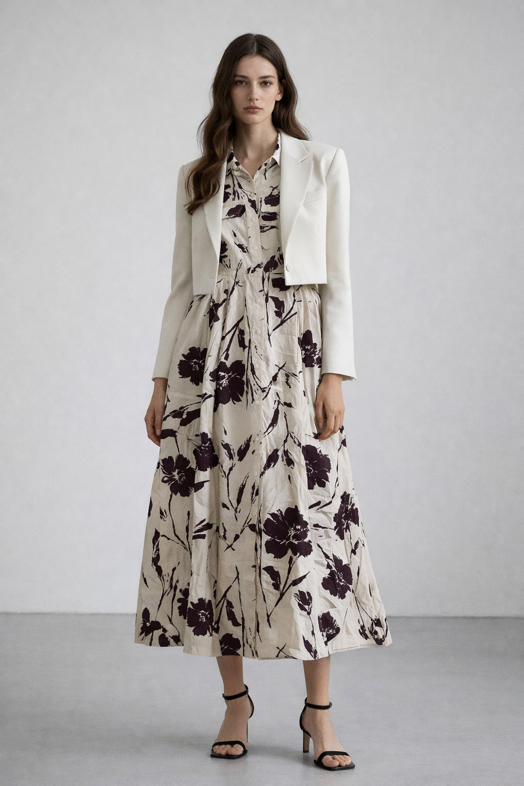 Çiçek Desenli Gömlek Elbise