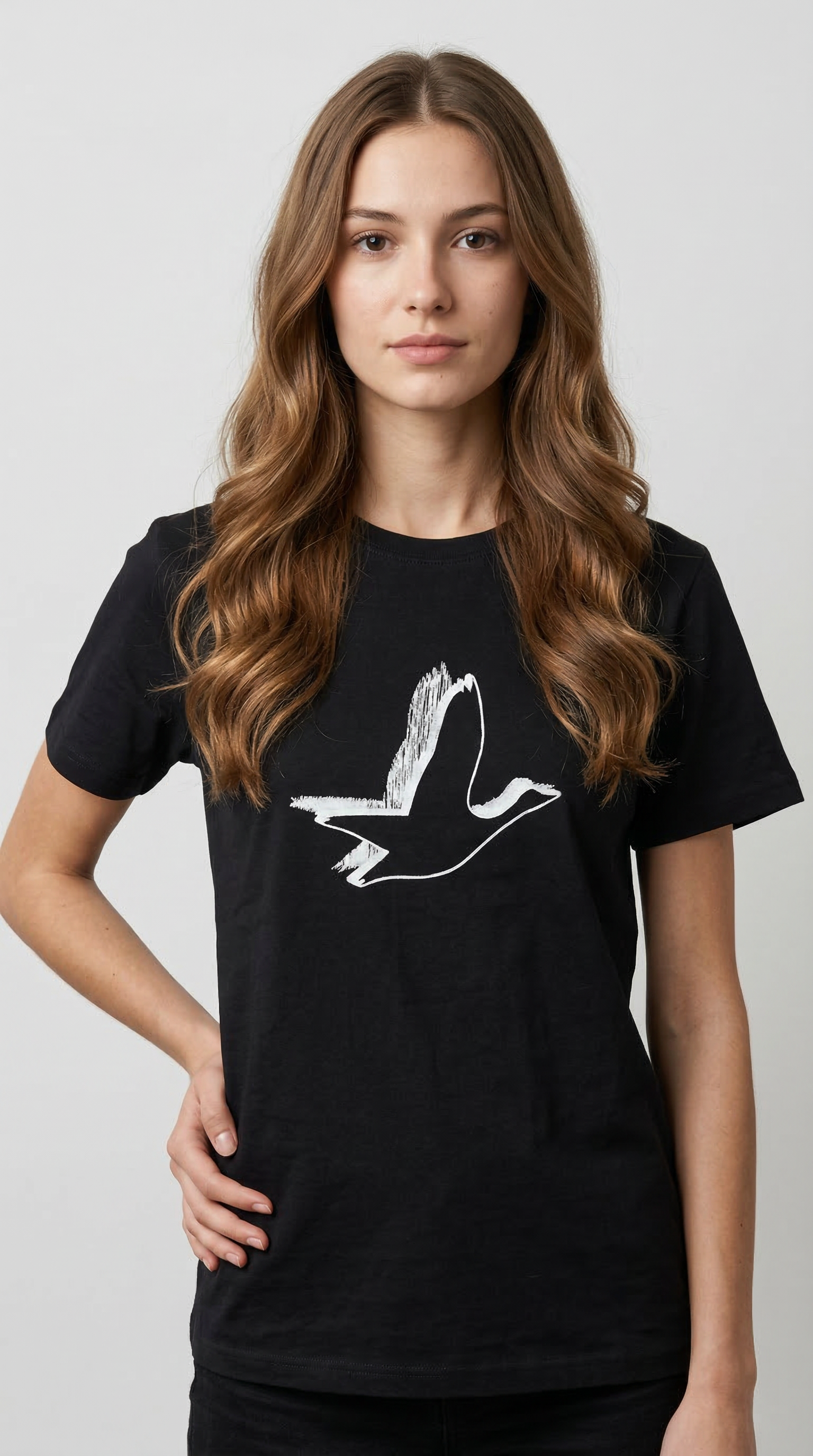 Baskılı Siyah Tişört