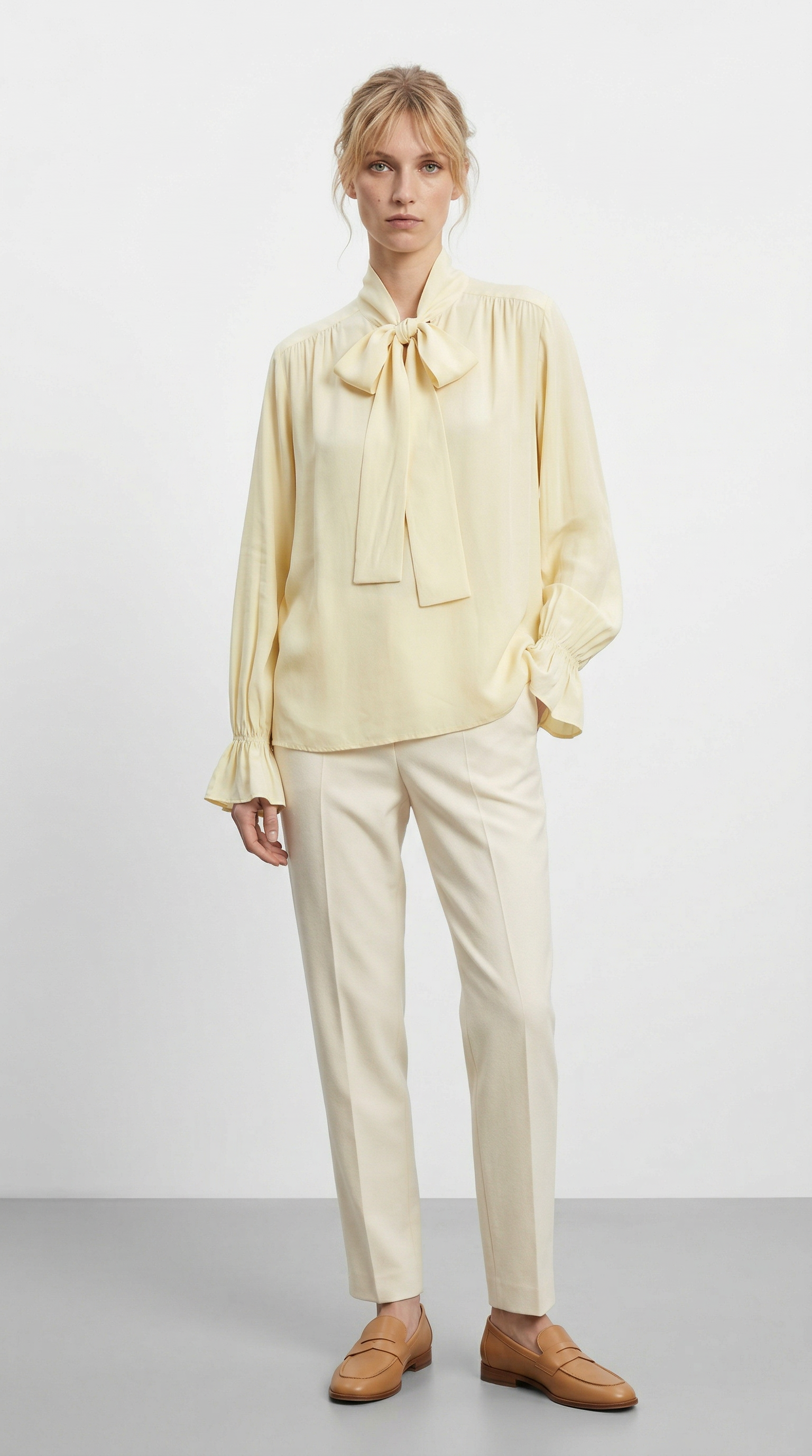 Bağlama Detaylı Sarı Gömlek