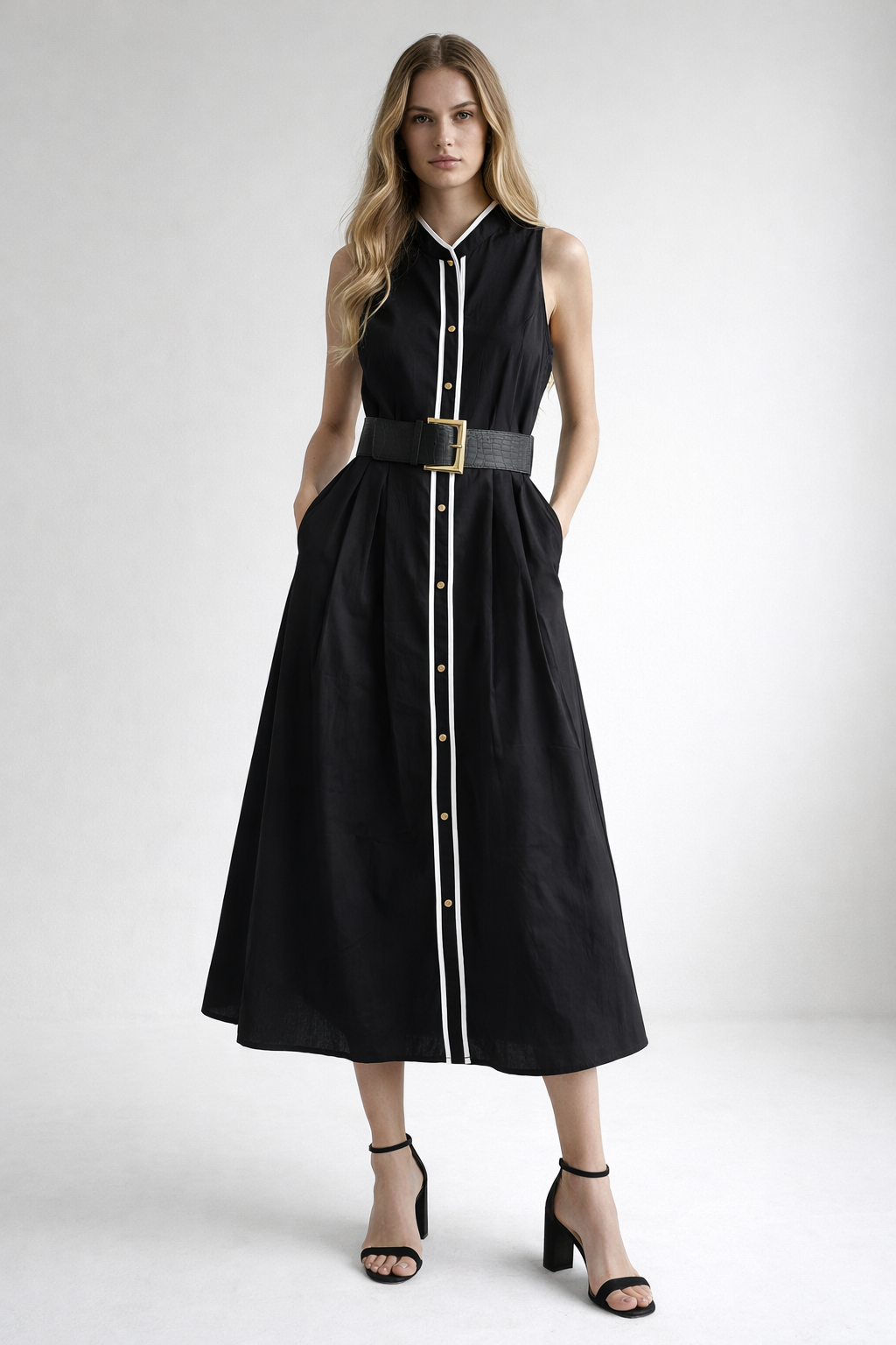 Kemer Detaylı Midi Elbise