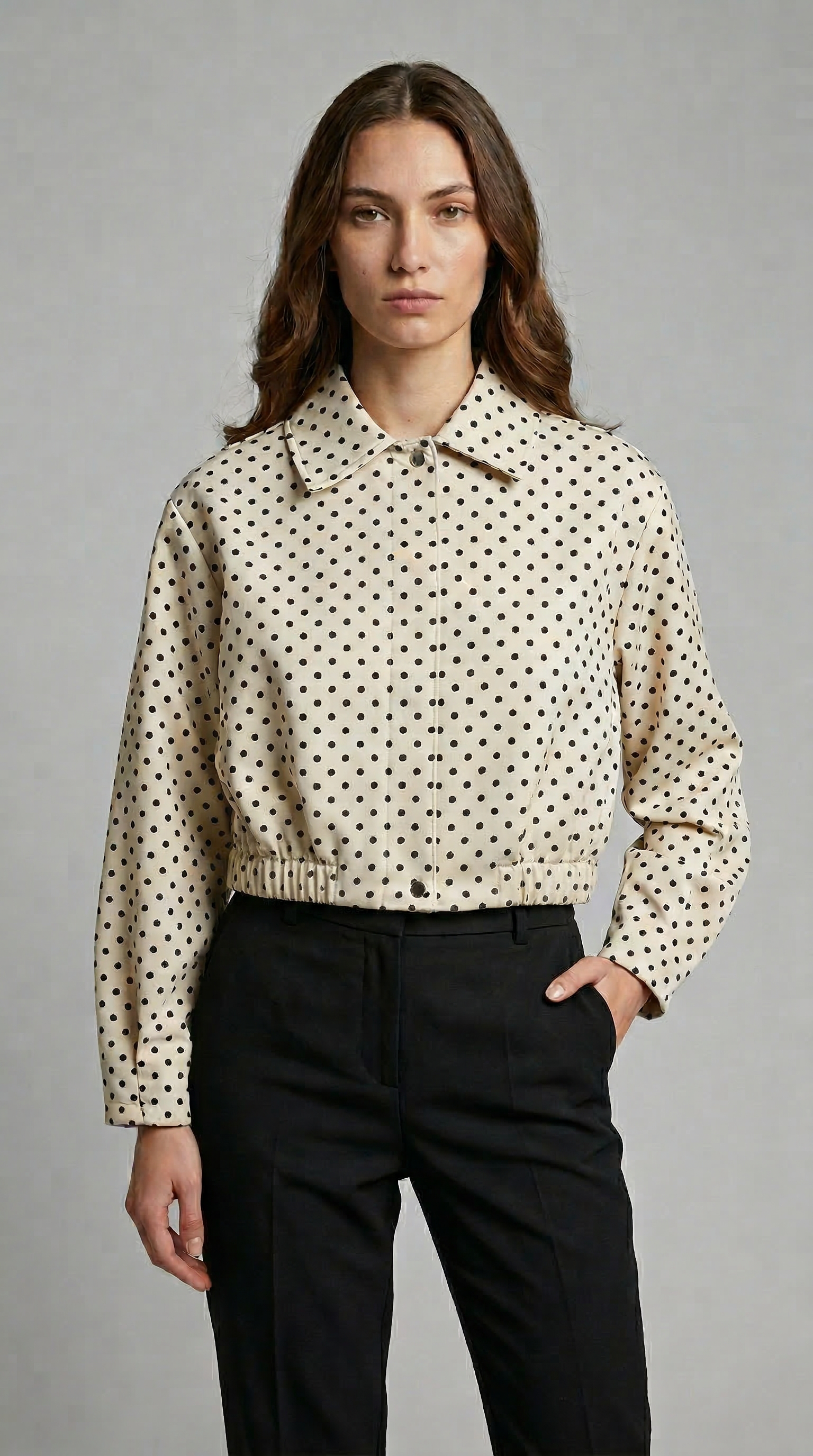 Puantiye Desenli Bomber Ceket