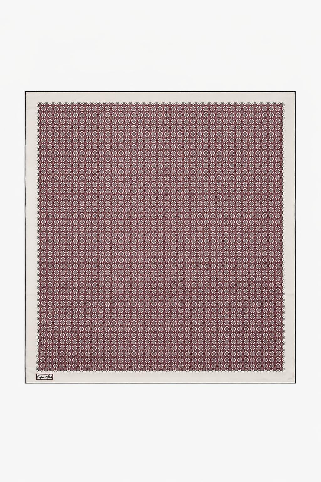 Krem Zemin Mikro Desenli Klasik Eşarp