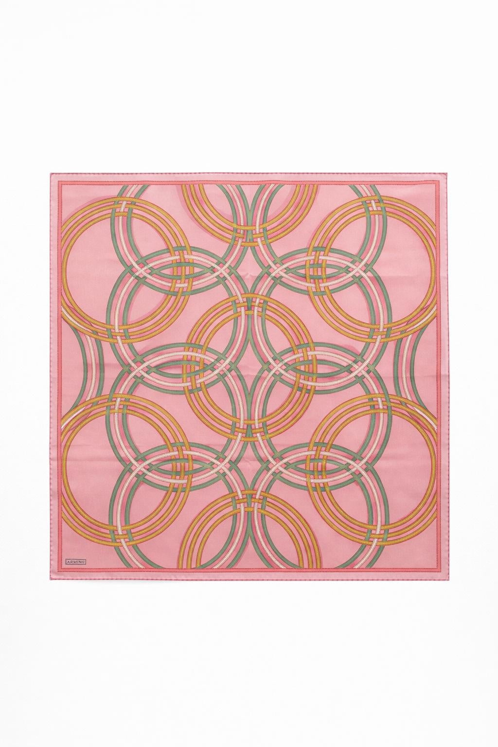 Pembe Geometrik Halka Desenli Eşarp