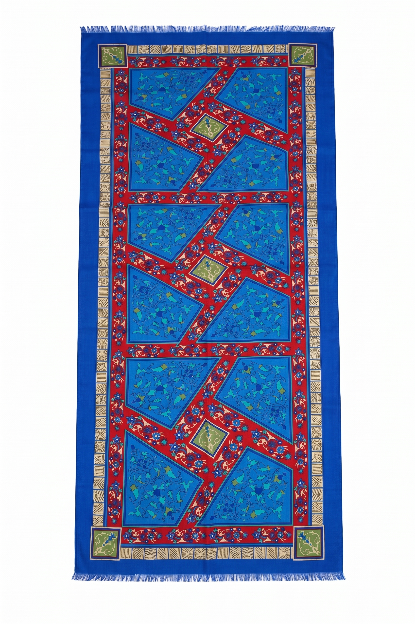 Geometrik Motifli Canlı Renkli Şal