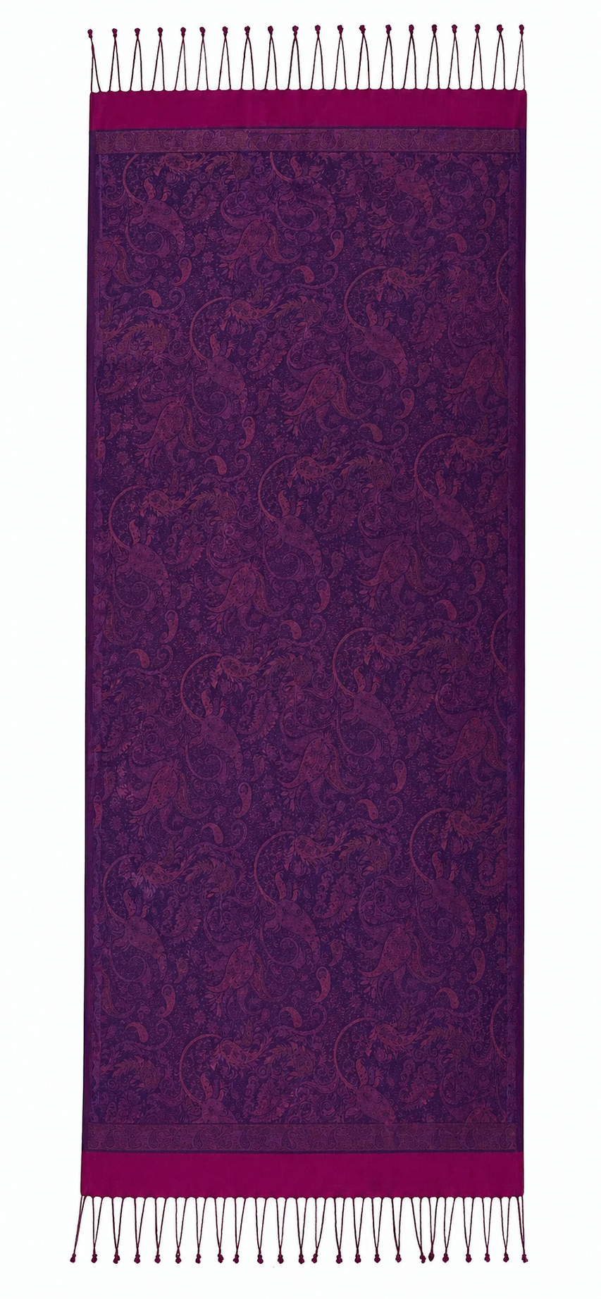 Mürdüm Tonlu İpek Jakar Desenli Şal