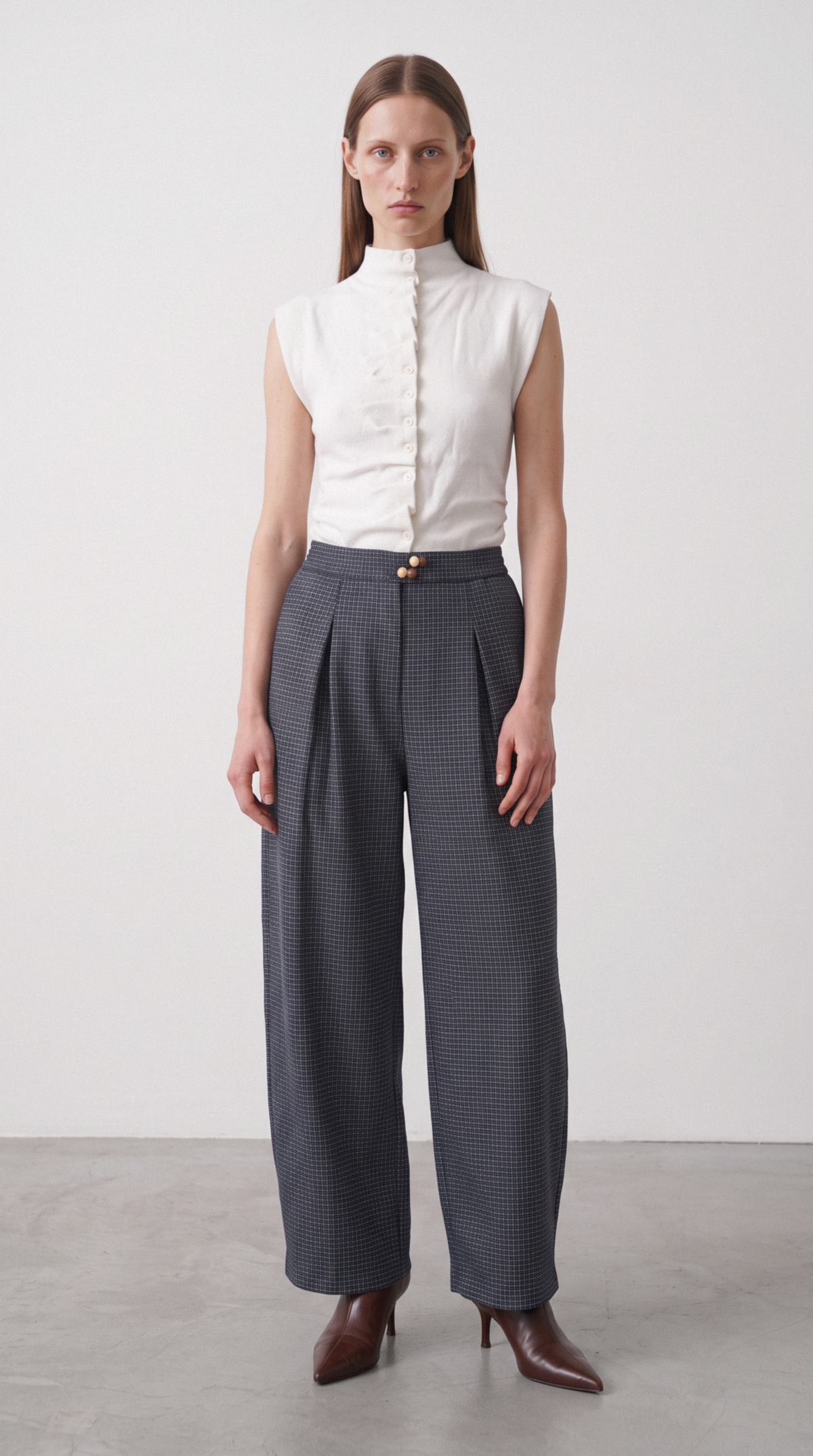 Kareli Bilek Boy Şalvar Model Pantolon