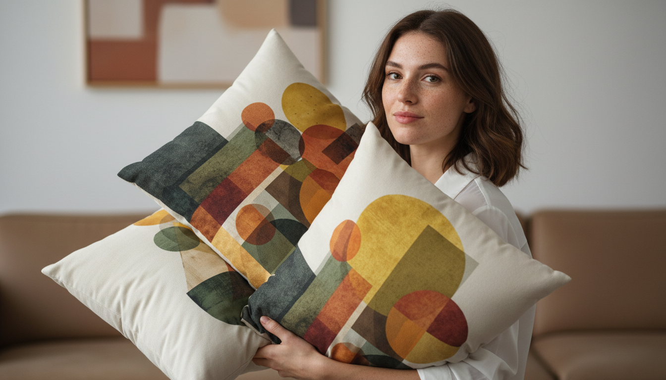 Geometrik Soyut Sanat Yastık Kılıfı Seti – 3’lü Paket