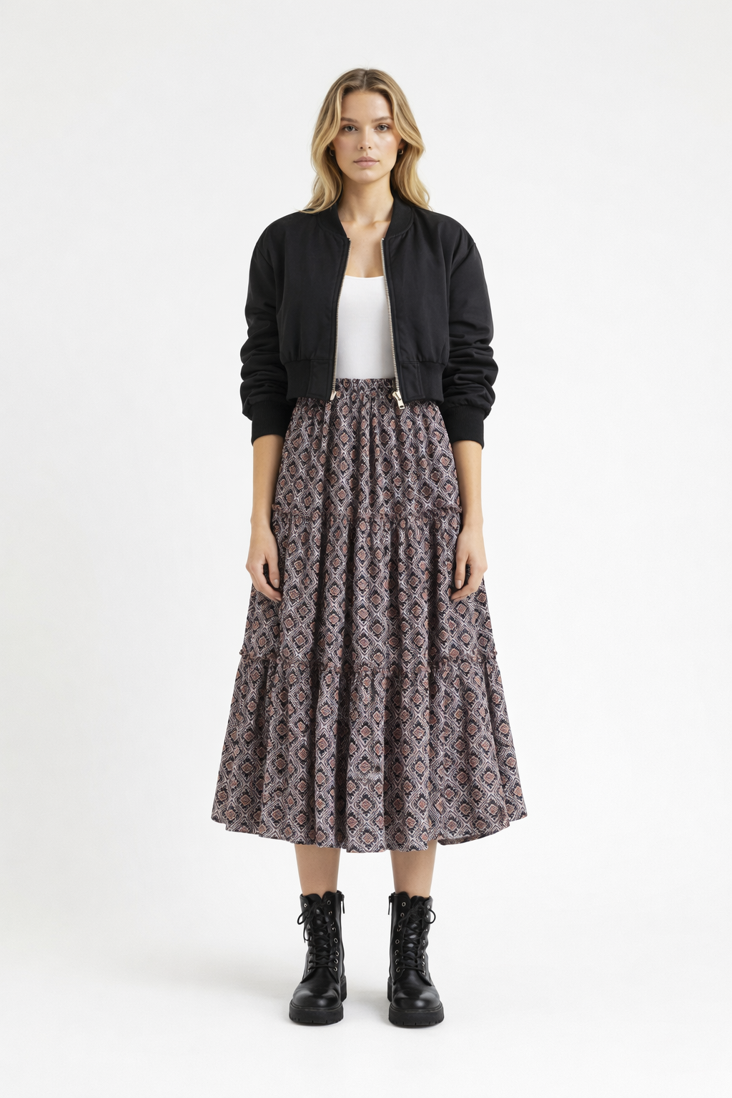 Baskılı Şifon Etek