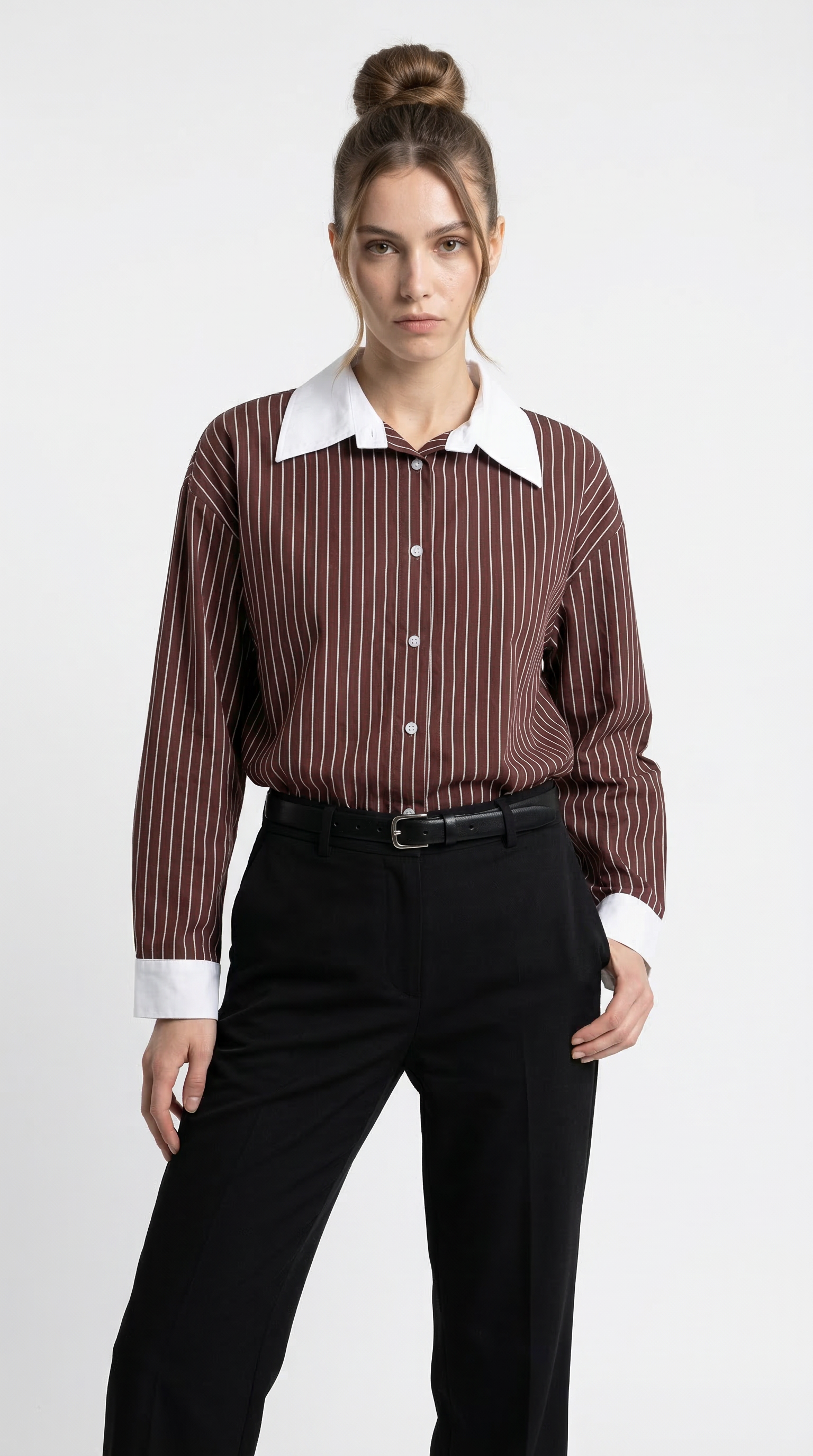 Bordo Çizgili Gömlek