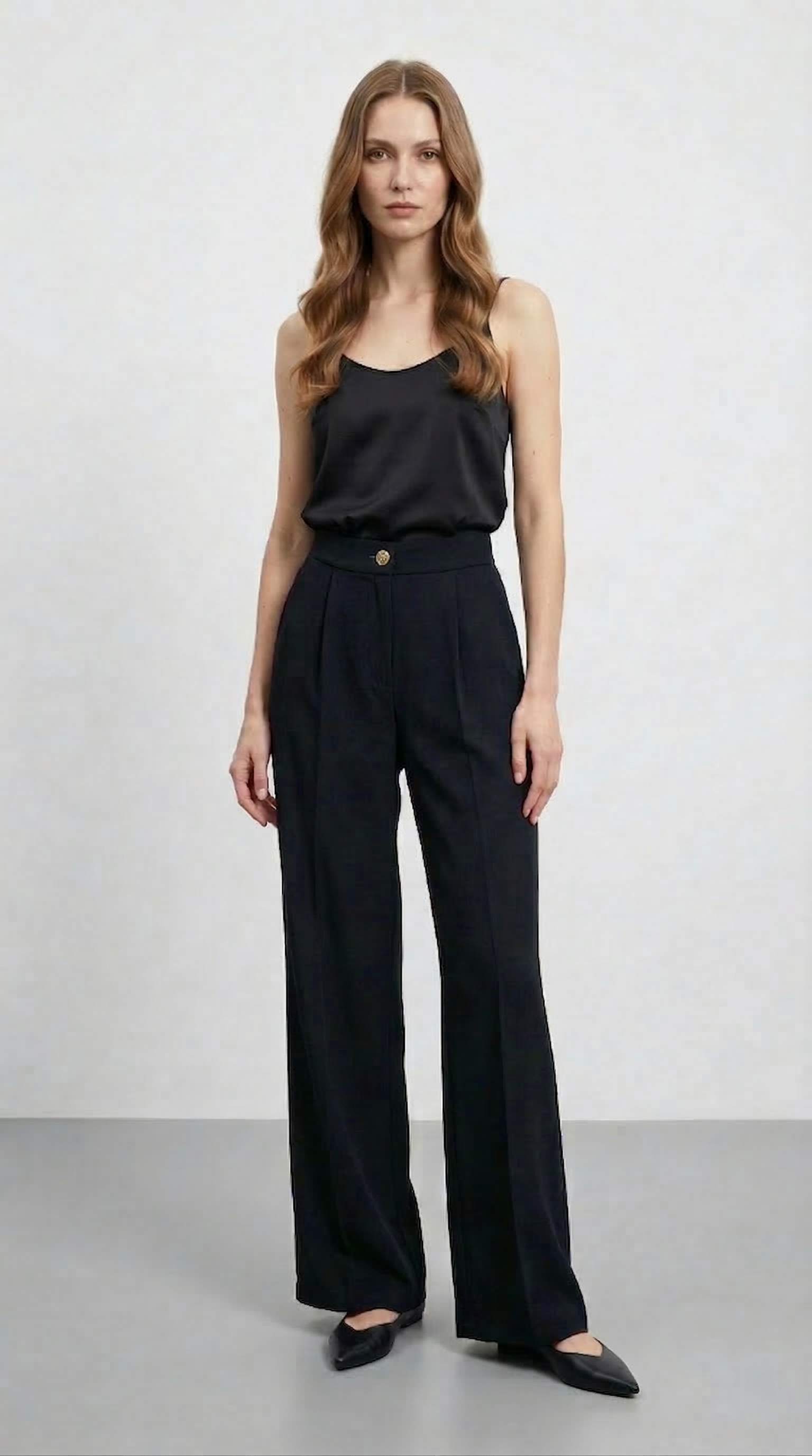 Lacivert Bel Lastik Detaylı Trend Pantolon