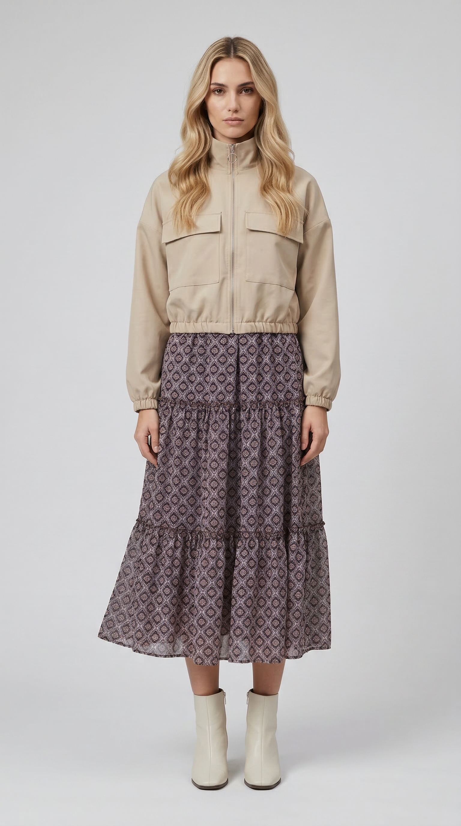 Baskılı Şifon Etek