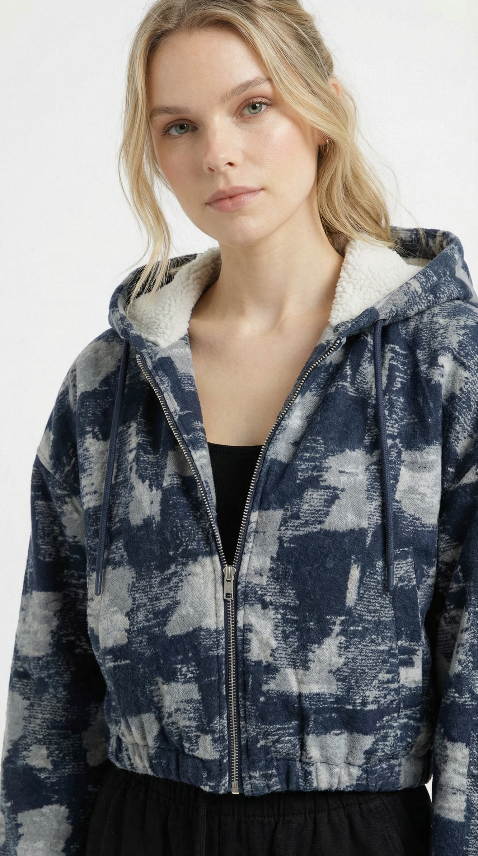 Denim Kapüşonlu Bomber Ceket