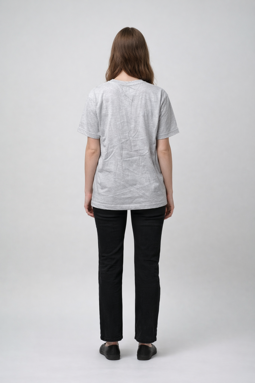 Baskılı Gri Melanj Tişört