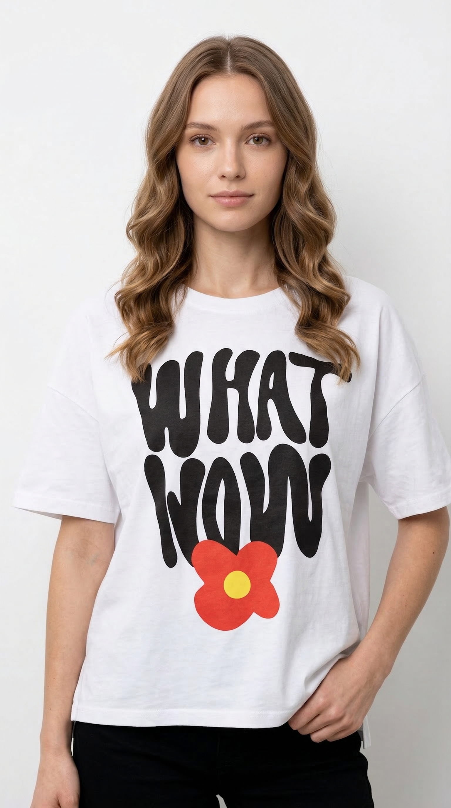 What Now Baskılı Beyaz Tişört