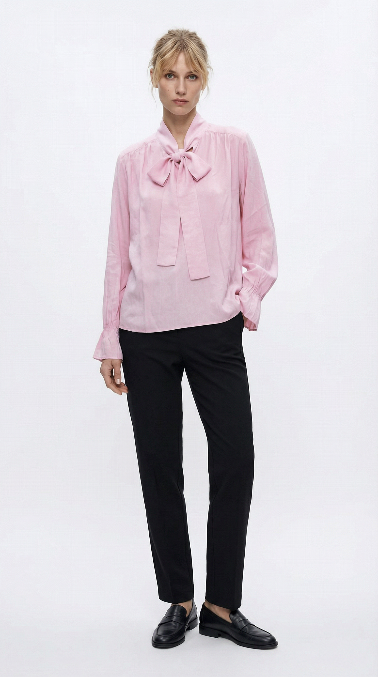 Bağlama Detaylı Pembe Gömlek