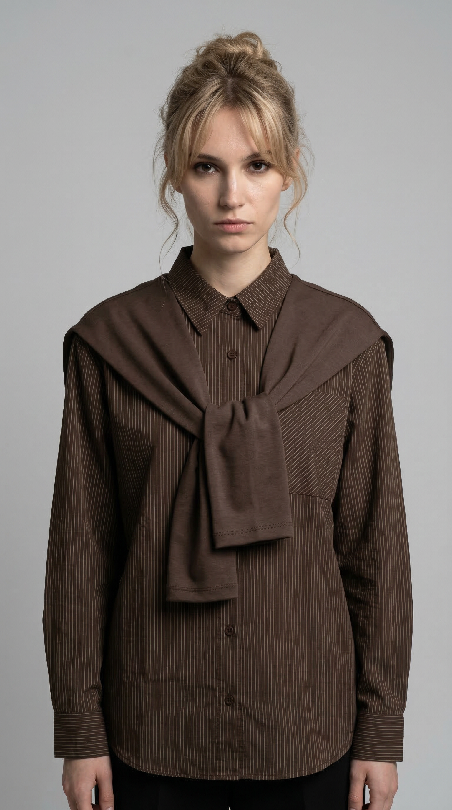 Bağlama Formlu Çizgili Gömlek