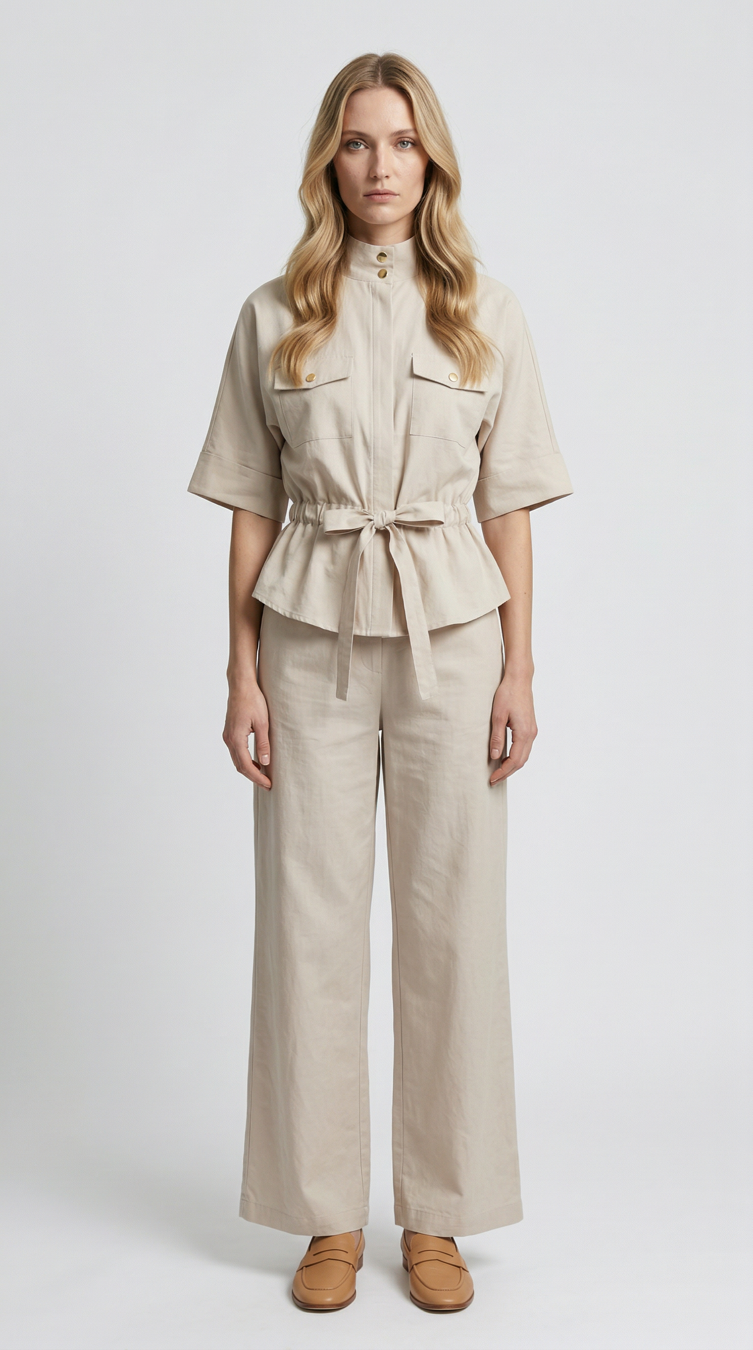 Kuşaklı Gömlek & Pantolon Takım