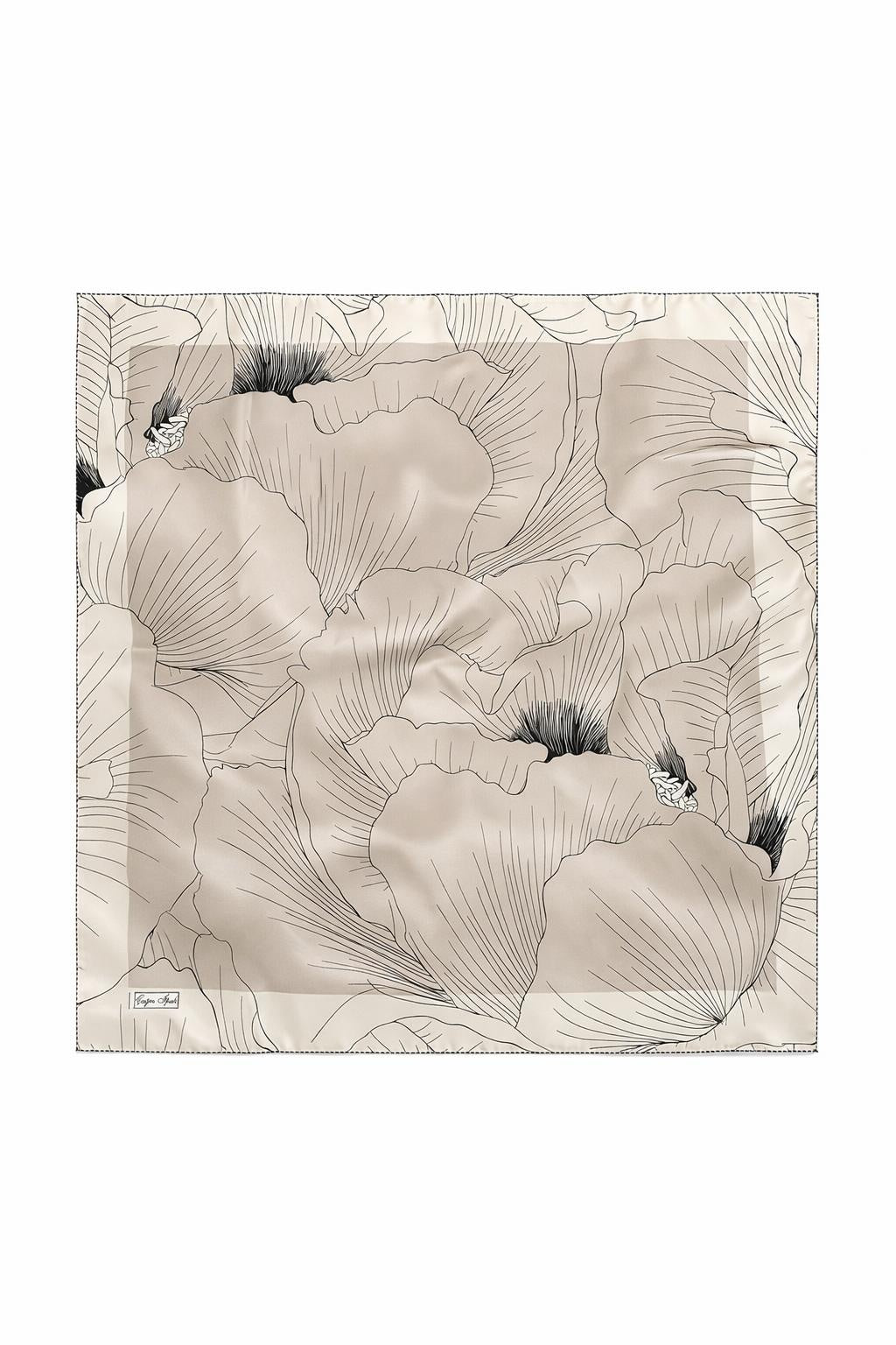 Minimal Line Art Çiçek Desenli Modern Eşarp