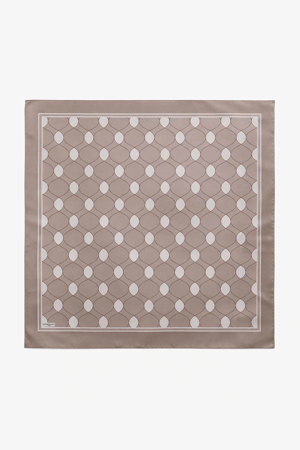 Bej Ton Geometrik Minimal Desenli Eşarp