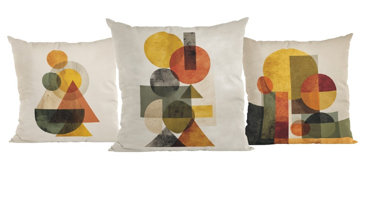 Geometrik Soyut Sanat Yastık Kılıfı Seti – 3’lü Paket